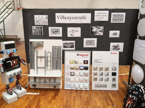 Villanyszerelési alkatrészek kiállítva
