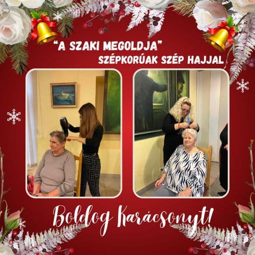Eötvös diákjai idős hölygeket fodrászolnak